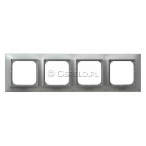 RH-4Y/18 Ramka poczwórna do łączników IP44 Srebro Ospel Impresja - Widok z przodu