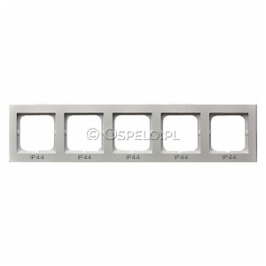 RH-5R/38 Ramka pięciokrotna do łączników IP44 Srebro Mat Ospel Sonata - Widok z przodu