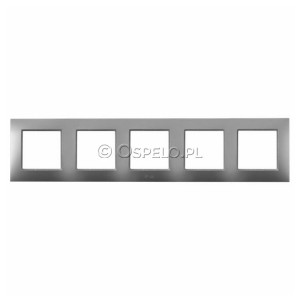RH-5U/18 Ramka pięciokrotna do łączników IP44 Srebro Ospel Aria - Widok z przodu