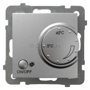 RTP-1GN/m/18 Regulator temperatury z czujnikiem wewnętrznym, pokojowy Srebro Ospel As - Widok z przodu