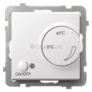RTP-1R/m/00 Regulator temperatury z czujnikiem zewnętrznym, sonda w zestawie Biały Ospel Sonata - Widok z przodu