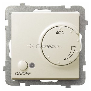 RTP-1R/m/27 Regulator temperatury z czujnikiem zewnętrznym, sonda w zestawie Ecru Ospel Sonata - Widok z przodu