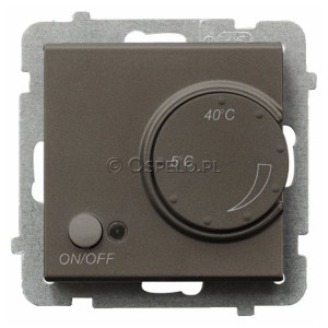 RTP-1R/m/40 Regulator temperatury z czujnikiem zewnętrznym, sonda w zestawie Czekoladowy Metalik Ospel Sonata - Widok z przodu