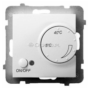 RTP-1U/m/00 Regulator temperatury z czujnikiem zewnętrznym, sonda w zestawie Biały Ospel Aria - Widok z przodu