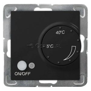 RTP-1Y/m/33 Regulator temperatury z czujnikiem zewnętrznym, sonda w zestawie Czarny Metalik Ospel Impresja - Widok z przodu